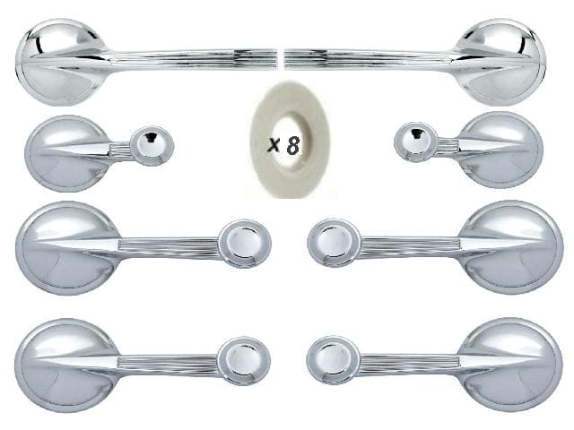 53-60 Door Handle Kit Interior CHROME KNOBBED - 2 door